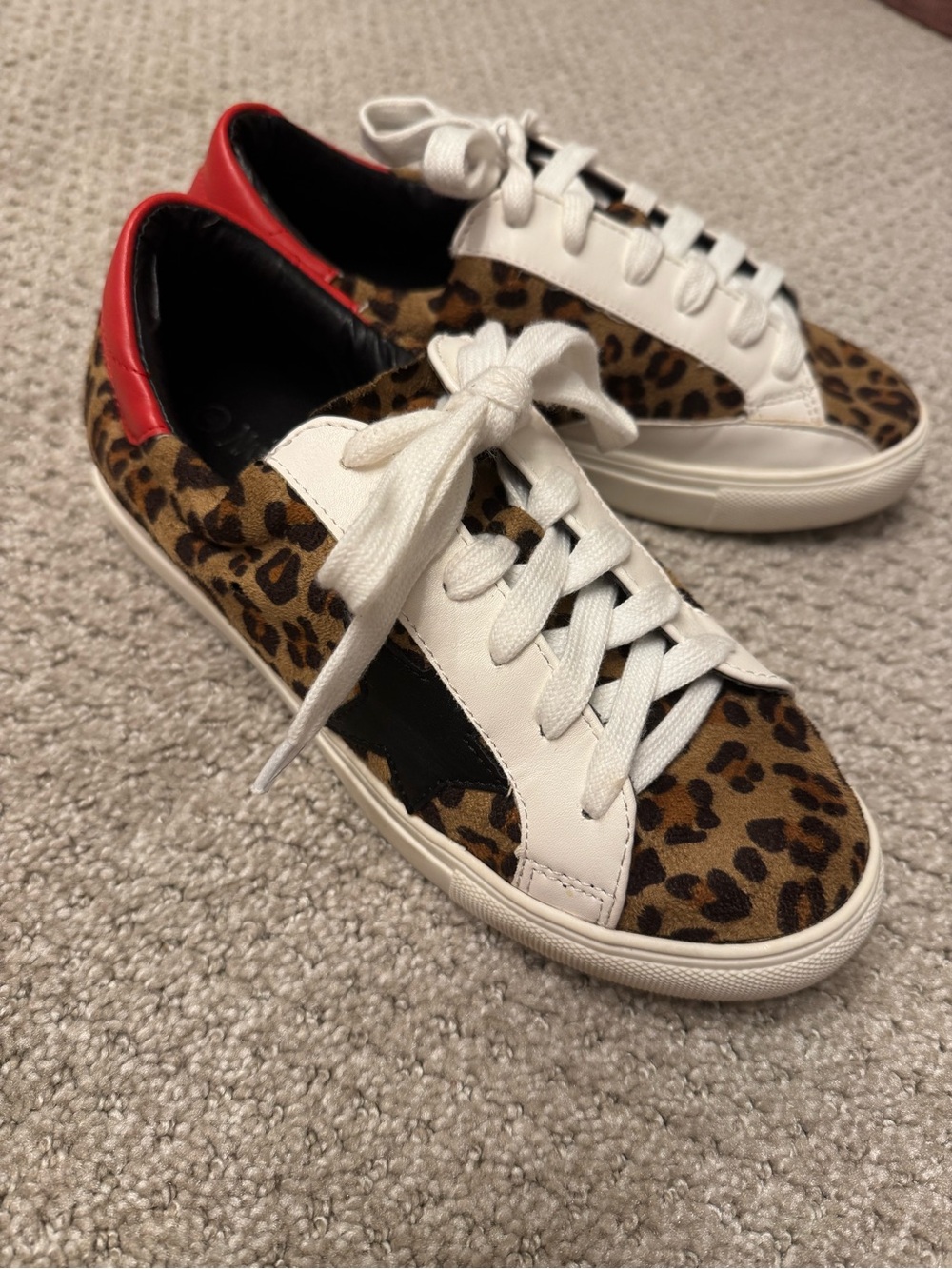 Nature Breeze Leopard Print Sneakers with White & Red Accents